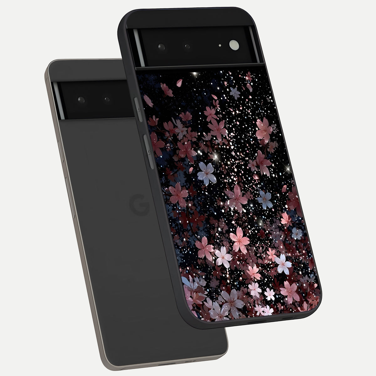  Starlit Flower Dreams phone case For Google Pixel 6A showing premium glass back cover with detailed artwork