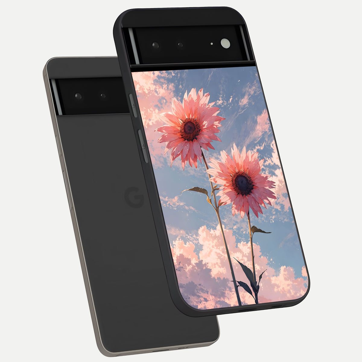 Sun Moon Balance phone case For Google Pixel 6A showing premium glass back cover with detailed artwork
