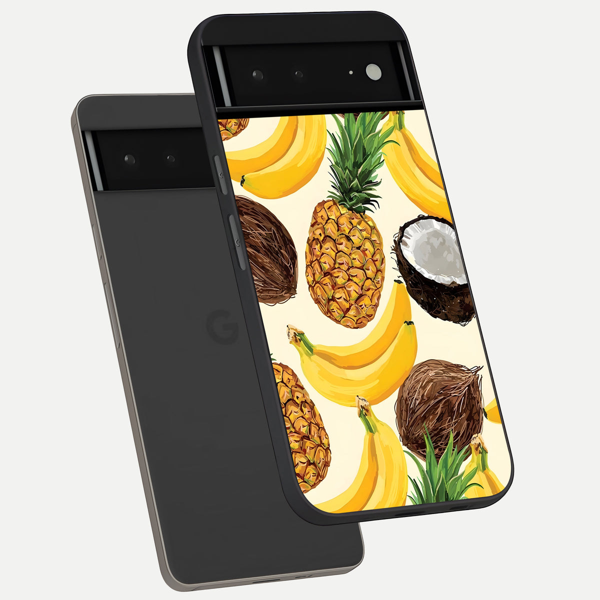  Tropical Fruit Mood phone case For Google Pixel 6A showing premium glass back cover with detailed artwork