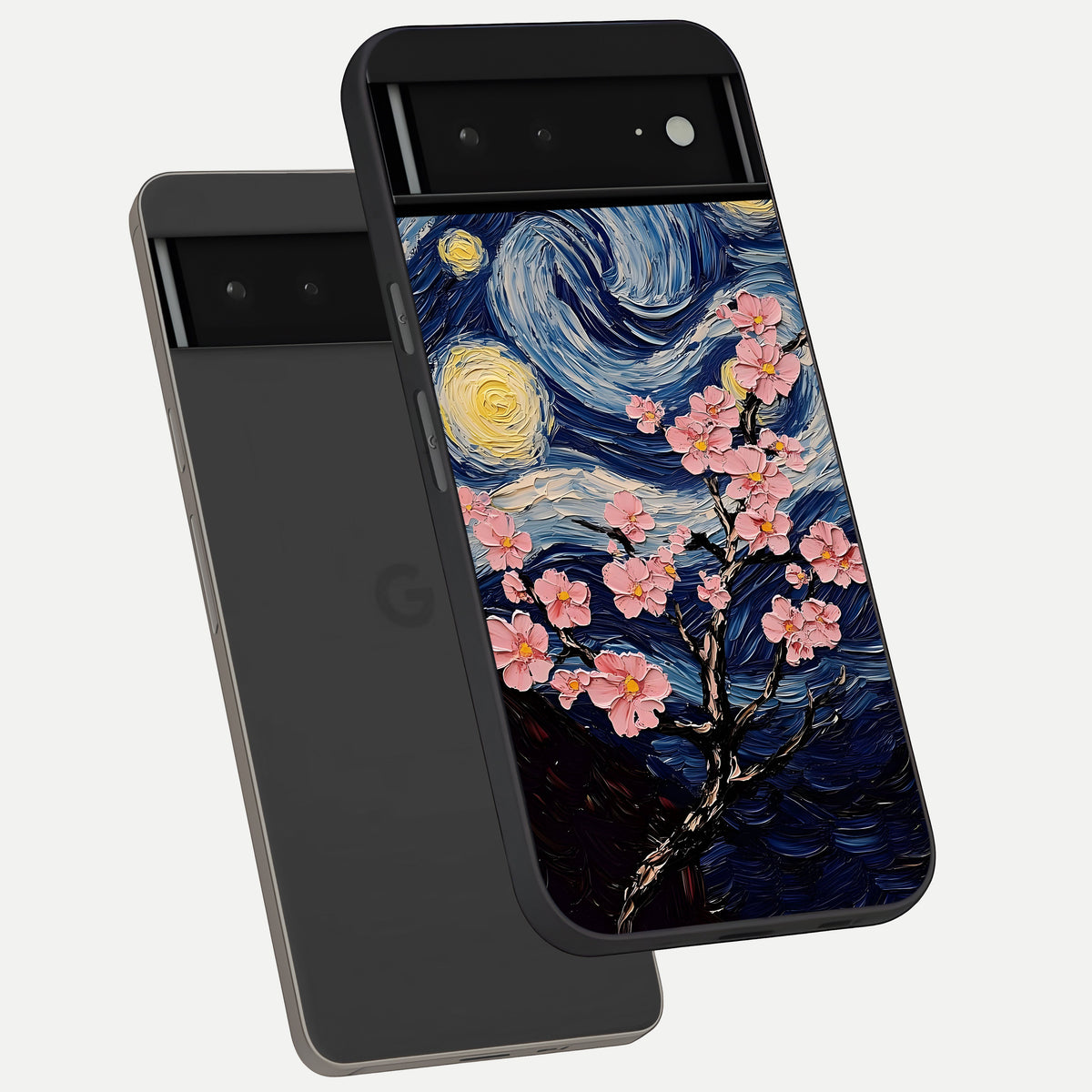  Van Gogh Scenery phone case For Google Pixel 6A showing premium glass back cover with detailed artwork