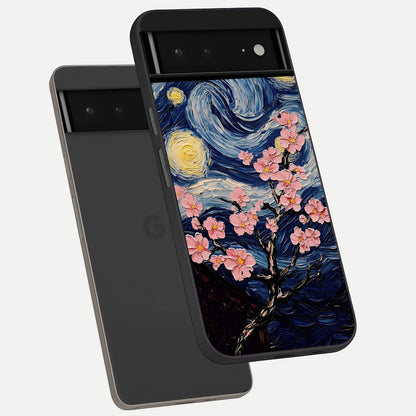  Van Gogh Scenery phone case For Google Pixel 6A showing premium glass back cover with detailed artwork