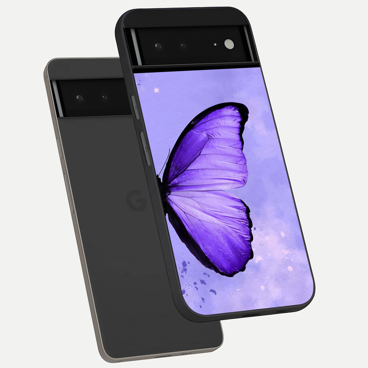  Violet Dream Wing phone case For Google Pixel 6A showing premium glass back cover with detailed artwork