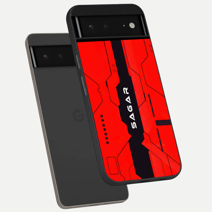  Voltage Rise CYBERPUNK Custom Name phone case For Google Pixel 6A showing premium custom name glass back cover