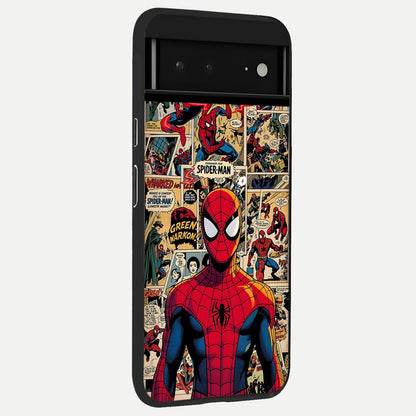  Aesthetic Spider back cover For Google Pixel 6A slim fit glass case with vibrant aesthetic design