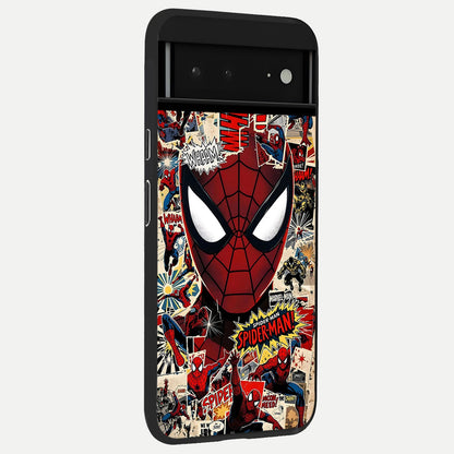  Aesthetic Wonder Spider back cover For Google Pixel 6A slim fit glass case with vibrant aesthetic design