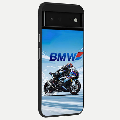  BMW Power Drift back cover For Google Pixel 6A slim fit glass case with vibrant aesthetic design