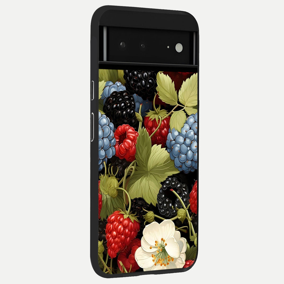  Berry Bloom Charm back cover For Google Pixel 6A slim fit glass case with vibrant aesthetic design