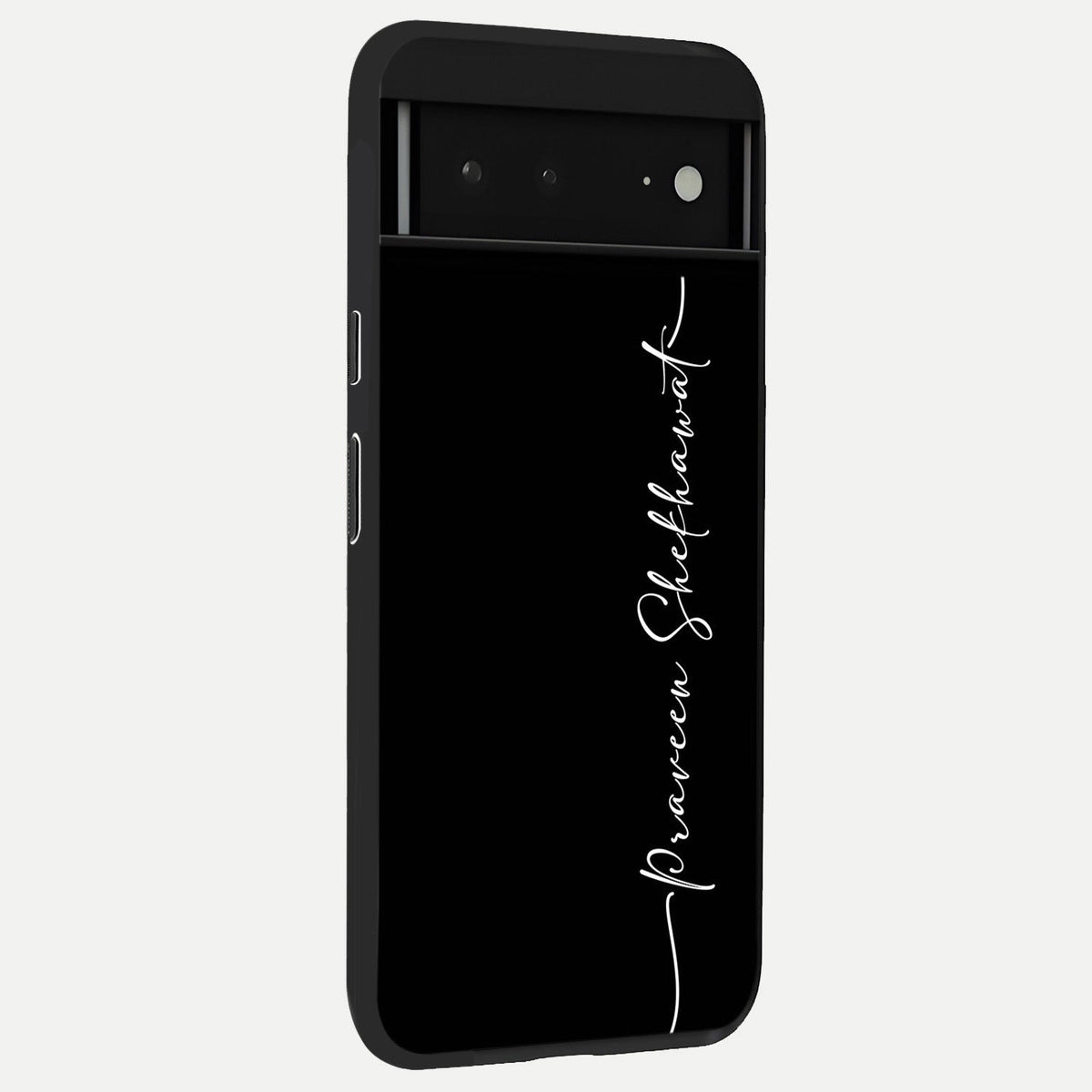  Black Tune Custom Name back cover For Google Pixel 6A slim fit glass case with vibrant aesthetic design