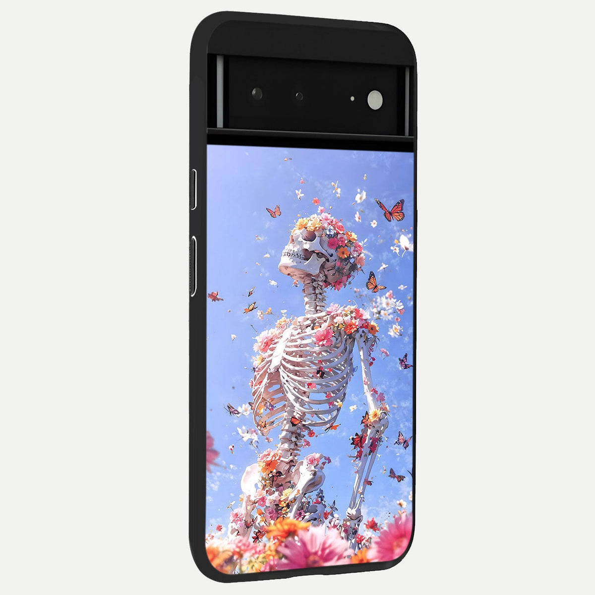  Bloom Beyond Bones back cover For Google Pixel 6A slim fit glass case with vibrant aesthetic design