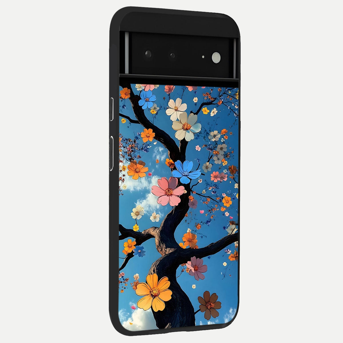  Blossom Dream Sky back cover For Google Pixel 6A slim fit glass case with vibrant aesthetic design