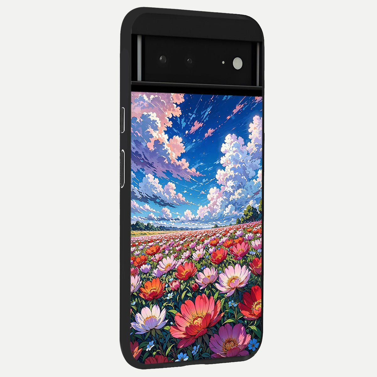  Blossom Sky Field back cover For Google Pixel 6A slim fit glass case with vibrant aesthetic design
