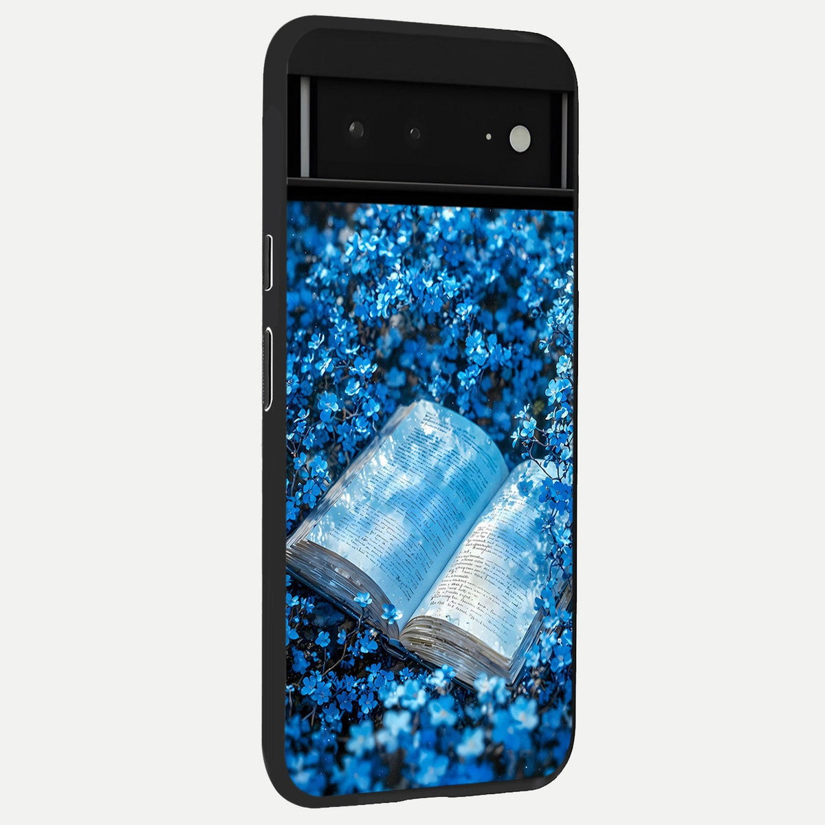  Blue Bloom Tales back cover For Google Pixel 6A slim fit glass case with vibrant aesthetic design