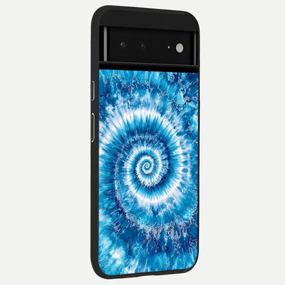  Blue Galaxy Wave back cover For Google Pixel 6A slim fit glass case with vibrant aesthetic design