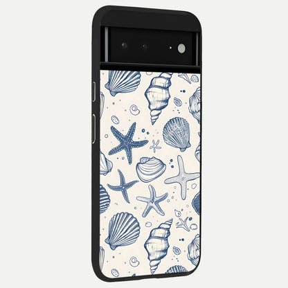  Blue Ocean Outline back cover For Google Pixel 6A slim fit glass case with vibrant aesthetic design