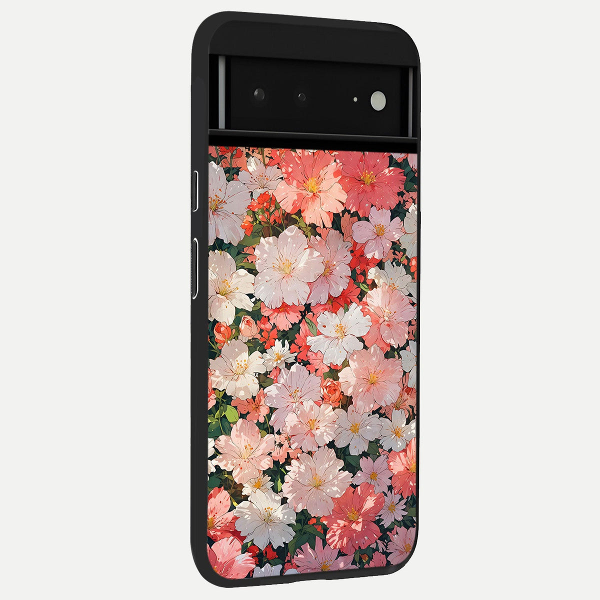  Blush Bloom Field back cover For Google Pixel 6A slim fit glass case with vibrant aesthetic design