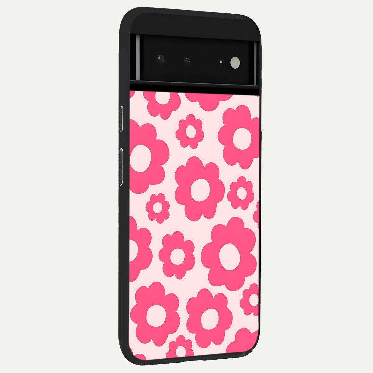  Blush Flower Pop back cover For Google Pixel 6A slim fit glass case with vibrant aesthetic design