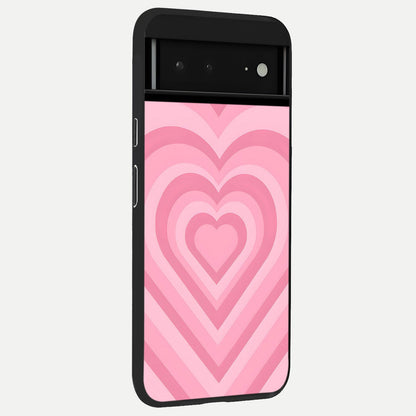  Blush Heart Waves back cover For Google Pixel 6A slim fit glass case with vibrant aesthetic design