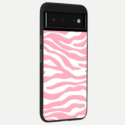  Blush Zebra Flow back cover For Google Pixel 6A slim fit glass case with vibrant aesthetic design