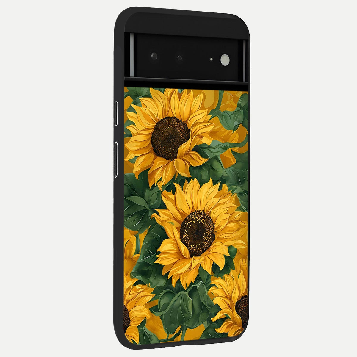  Bright Sunflower Bloom back cover For Google Pixel 6A slim fit glass case with vibrant aesthetic design