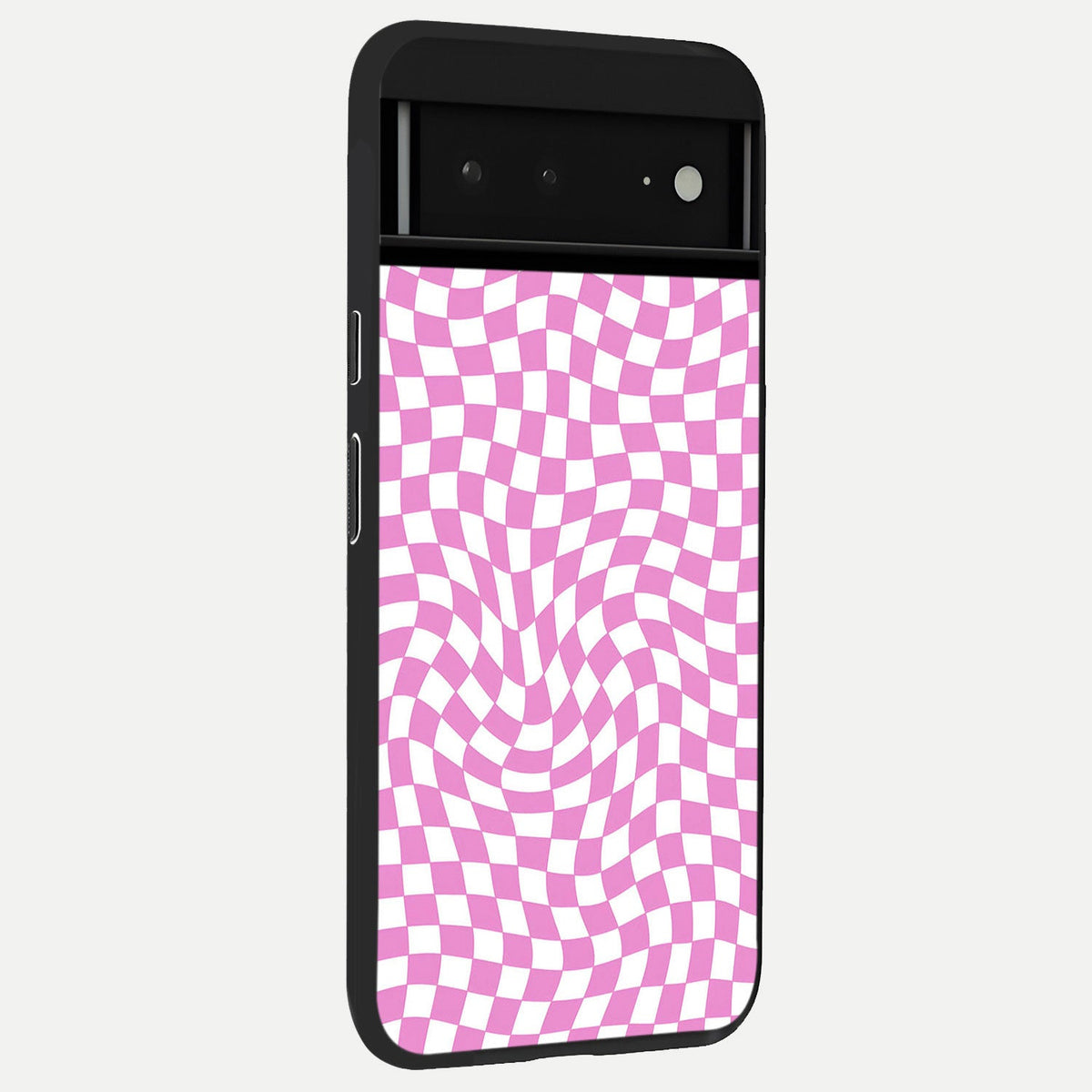  Bubblegum Check Wave back cover For Google Pixel 6A slim fit glass case with vibrant aesthetic design