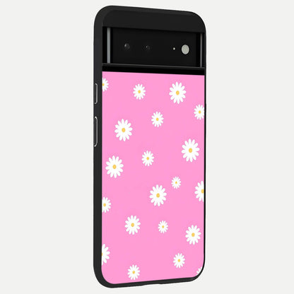  Bubblegum Daisy Pop back cover For Google Pixel 6A slim fit glass case with vibrant aesthetic design