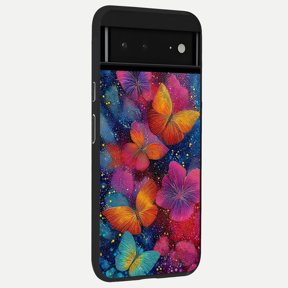  Butterfly Dream Mist back cover For Google Pixel 6A slim fit glass case with vibrant aesthetic design
