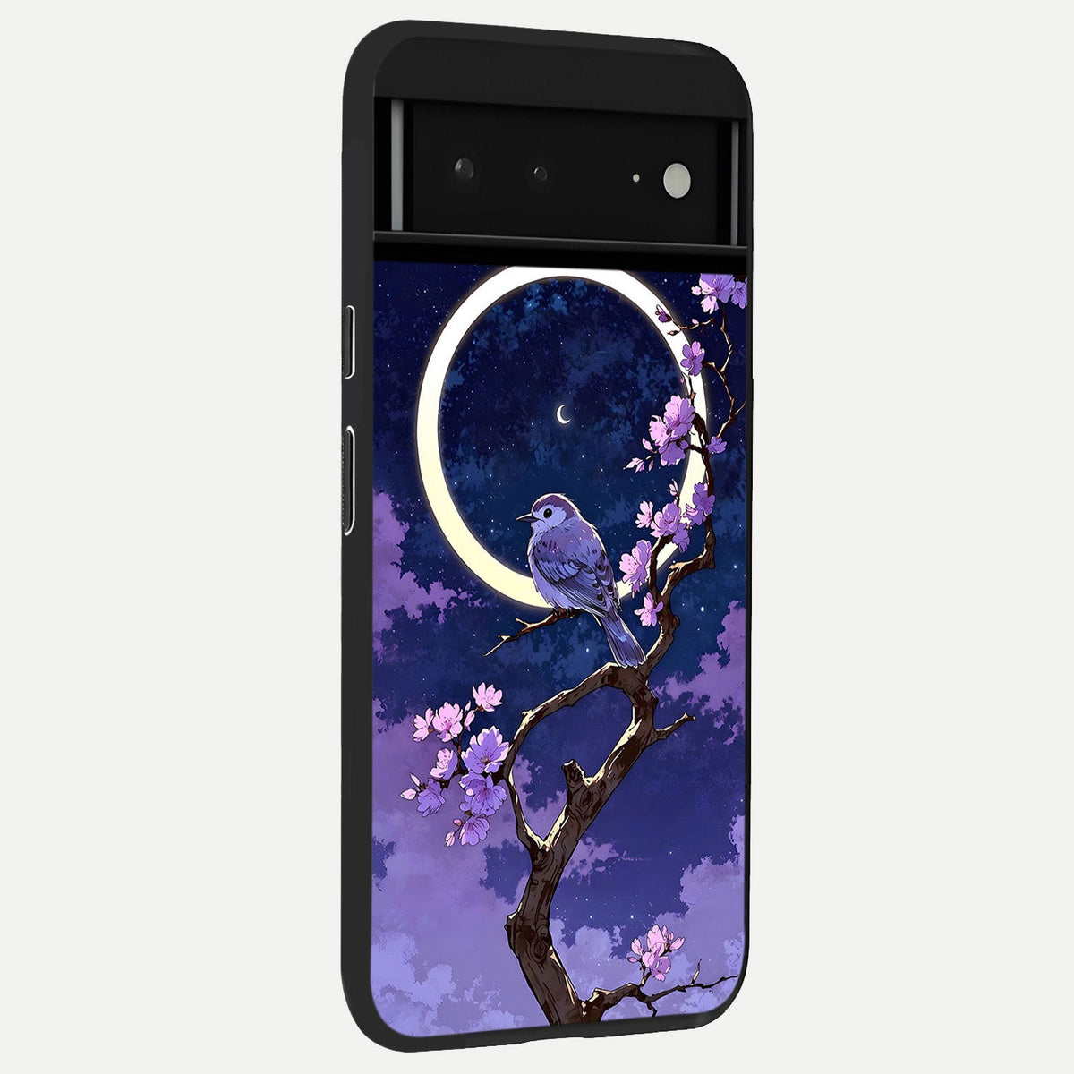  Celestial Bird Blossom back cover For Google Pixel 6A slim fit glass case with vibrant aesthetic design