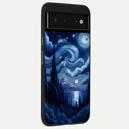  Celestial Dream Van Gogh back cover For Google Pixel 6A slim fit glass case with vibrant aesthetic design