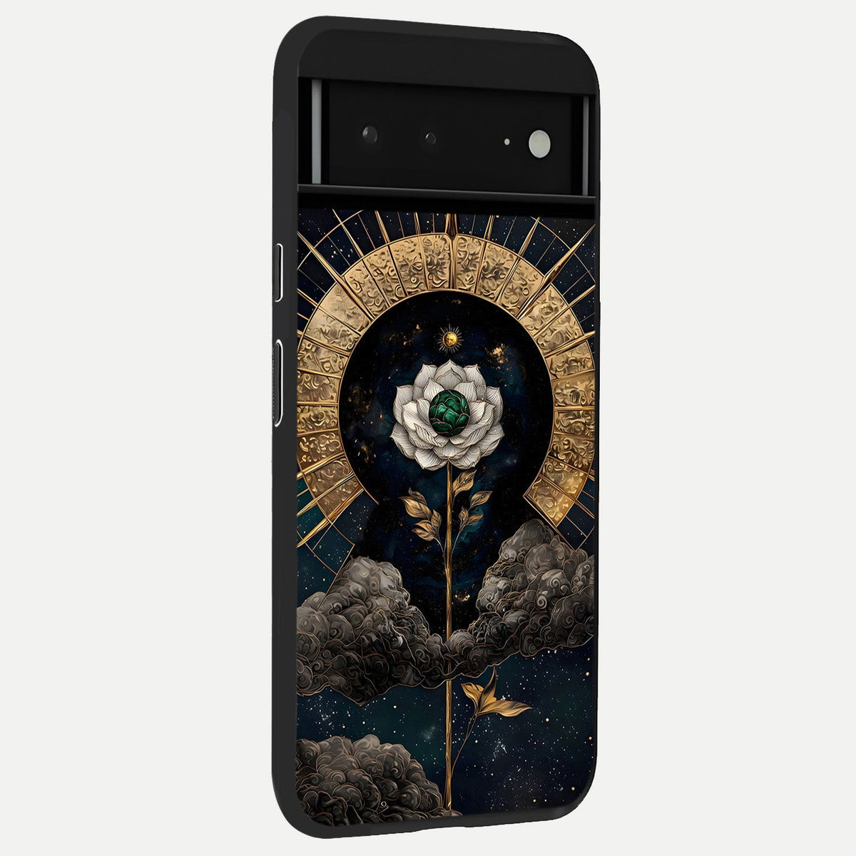  Celestial Lotus Morang back cover For Google Pixel 6A slim fit glass case with vibrant aesthetic design