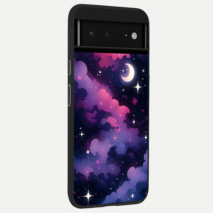  Celestial Moon Magic back cover For Google Pixel 6A slim fit glass case with vibrant aesthetic design