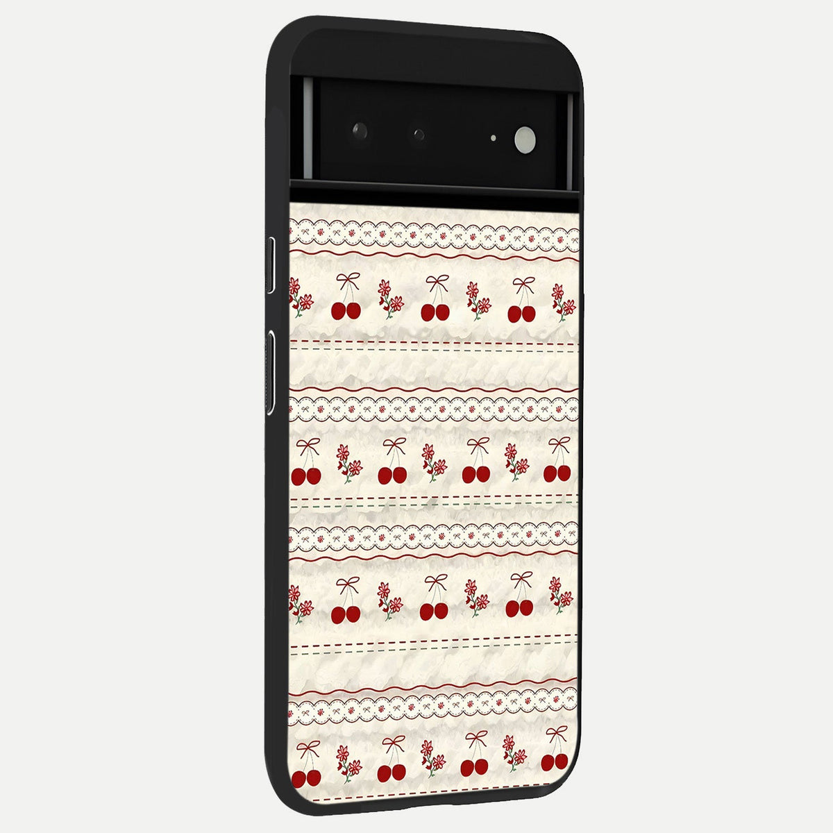  Cherry Bloom Charm back cover For Google Pixel 6A slim fit glass case with vibrant aesthetic design