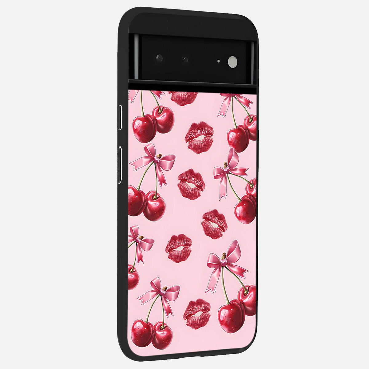  Cherry With Lips back cover For Google Pixel 6A slim fit glass case with vibrant aesthetic design
