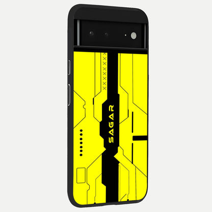  Circuit CYBERPUNK Custom Name back cover For Google Pixel 6A slim fit glass case with vibrant aesthetic design