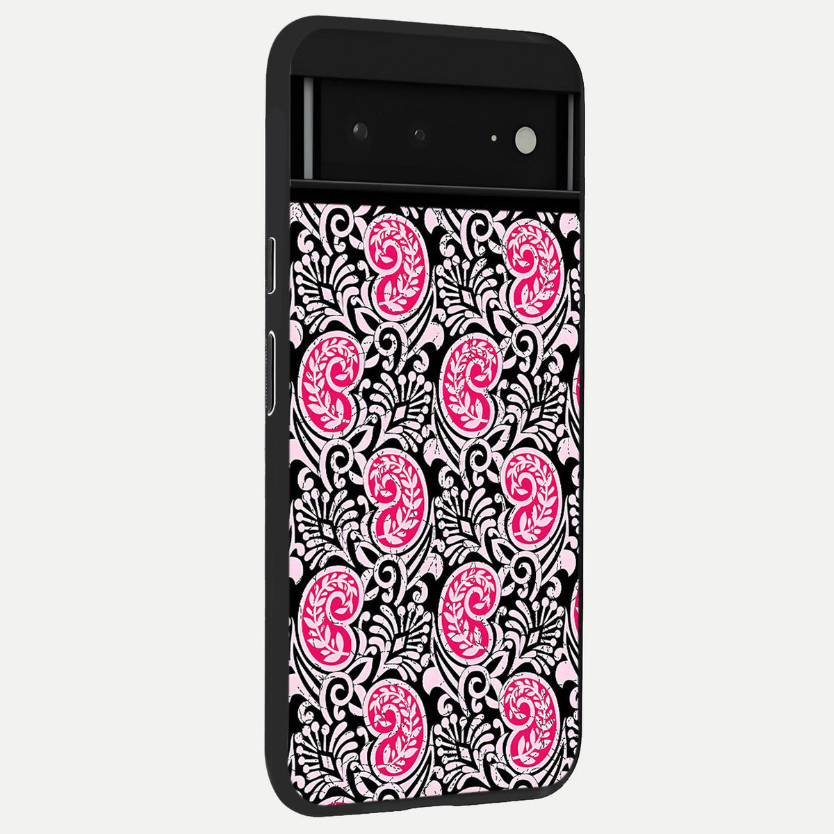  Crimson Paisley Charm back cover For Google Pixel 6A slim fit glass case with vibrant aesthetic design