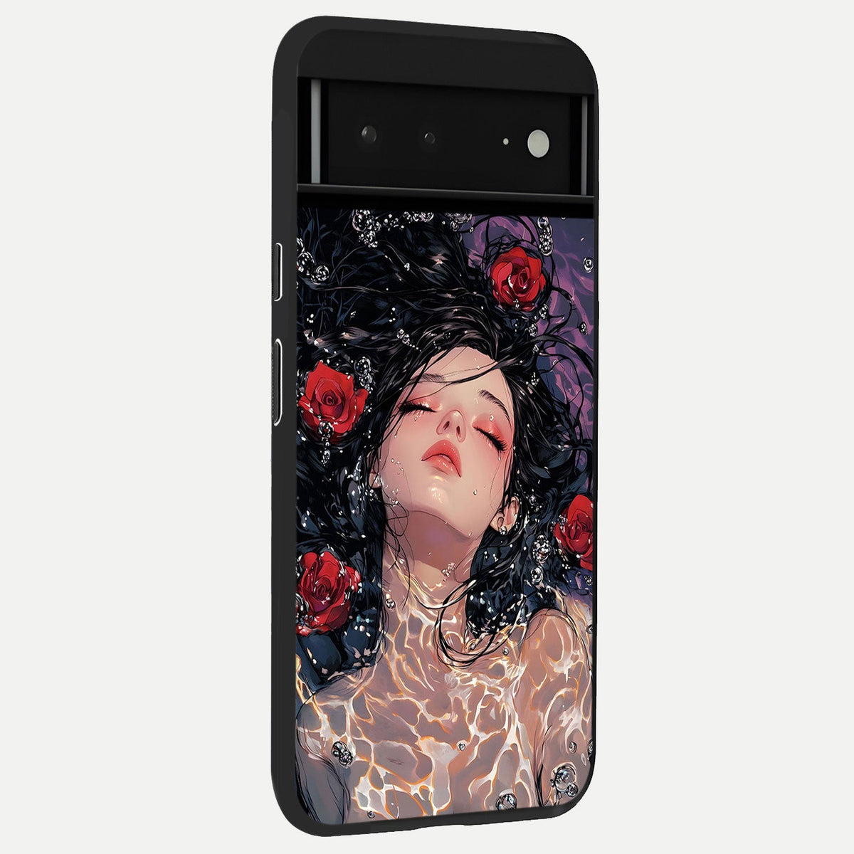  Crimson Rose Serenity back cover For Google Pixel 6A slim fit glass case with vibrant aesthetic design