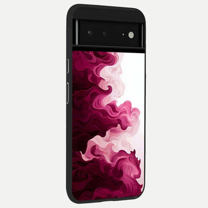  Crimson Wave Flow back cover For Google Pixel 6A slim fit glass case with vibrant aesthetic design