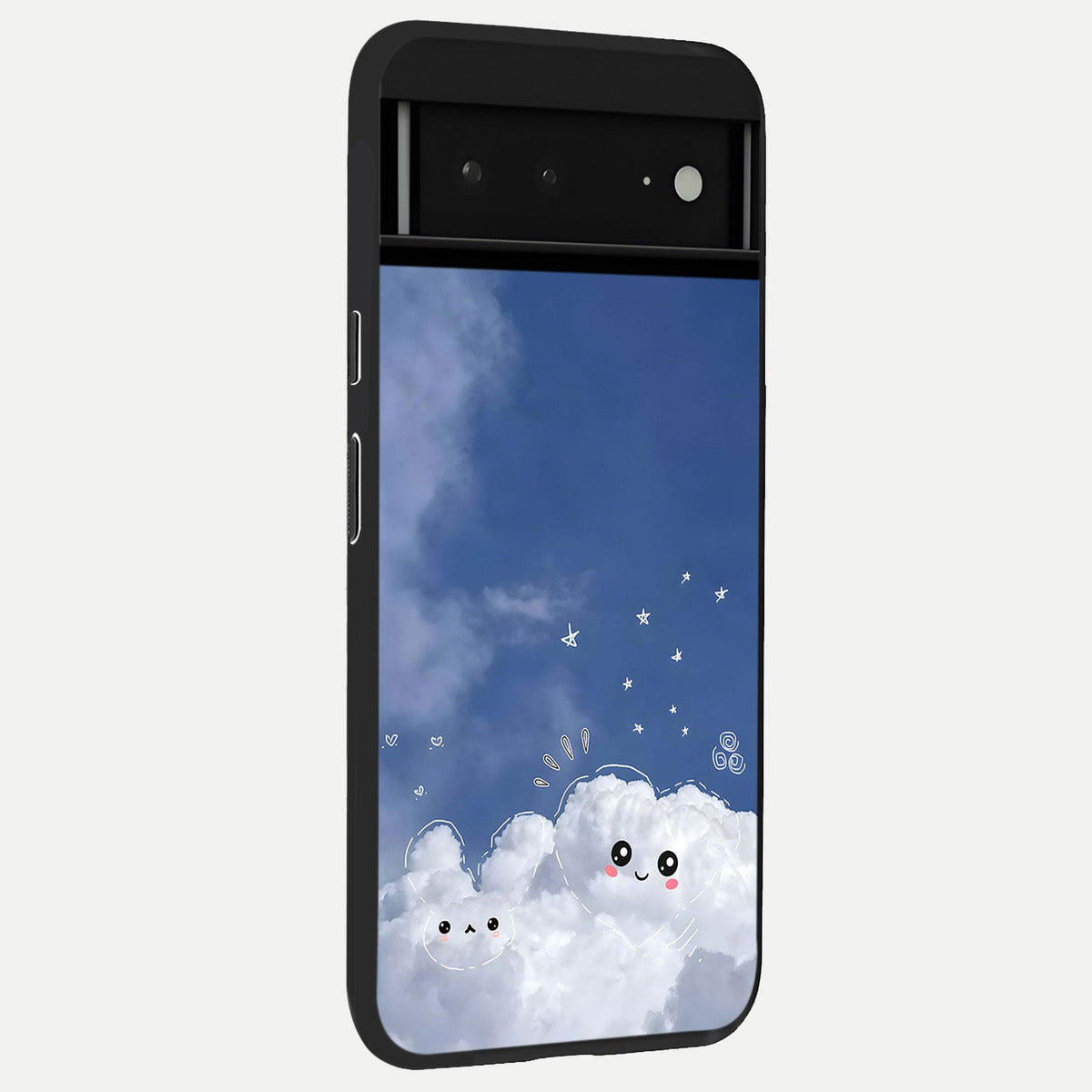  Cute Blossom Cloud back cover For Google Pixel 6A slim fit glass case with vibrant aesthetic design