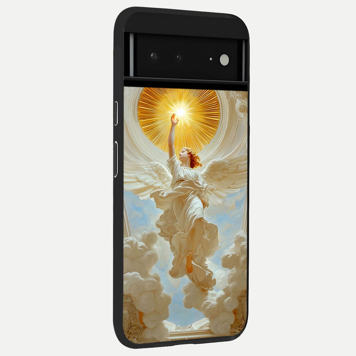 Divine Light Angel back cover For Google Pixel 6A slim fit glass case with vibrant aesthetic design