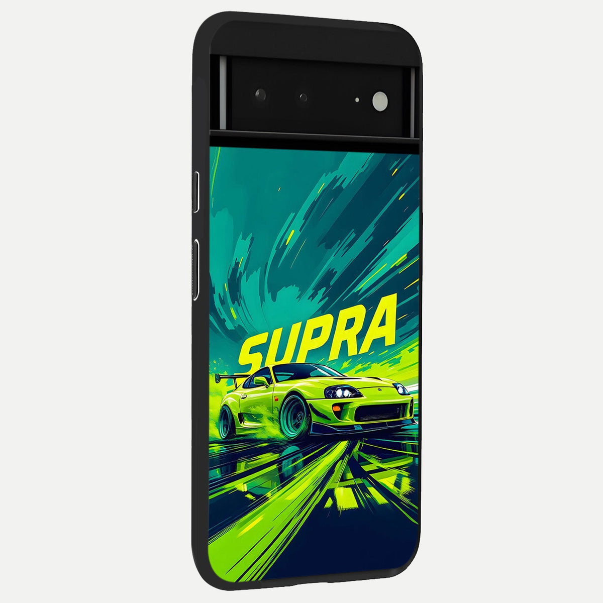  Emerald Cat Custom Name back cover For Google Pixel 6A slim fit glass case with vibrant aesthetic design
