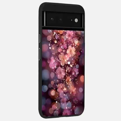  Golden Bloom Glow back cover For Google Pixel 6A slim fit glass case with vibrant aesthetic design