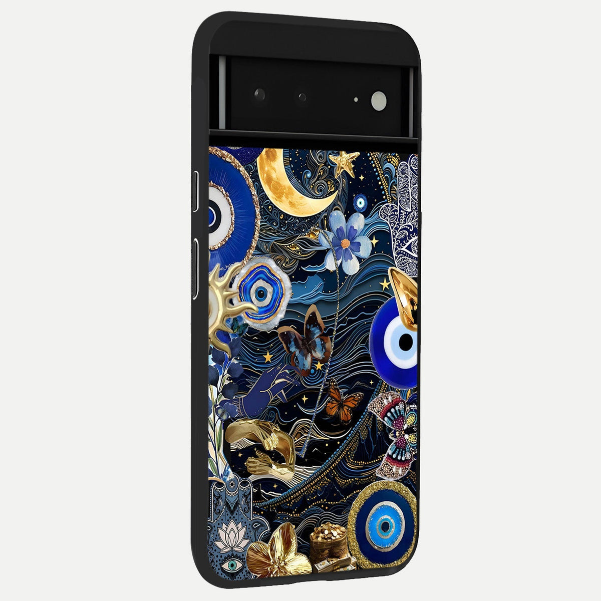 Golden Night Glow back cover For Google Pixel 6A slim fit glass case with vibrant aesthetic design