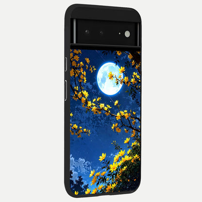  Golden Petal Sky back cover For Google Pixel 6A slim fit glass case with vibrant aesthetic design