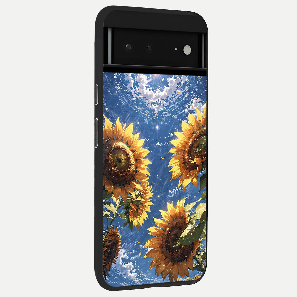  Hibiscus Pattern back cover For Google Pixel 6A slim fit glass case with vibrant aesthetic design