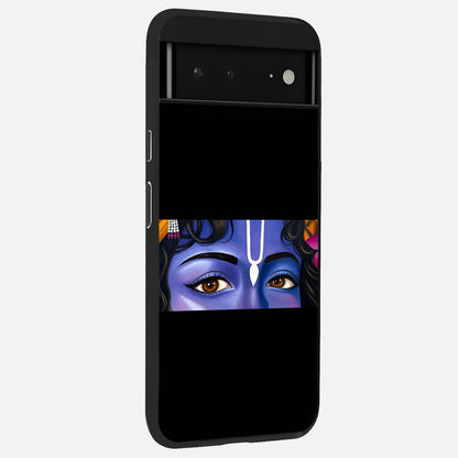  Krishna Hands Art back cover For Google Pixel 6A slim fit glass case with vibrant aesthetic design
