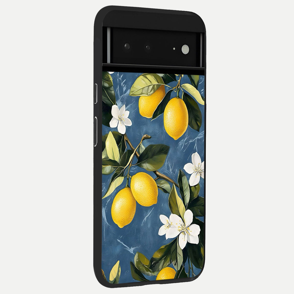  Lemon Rose Charm back cover For Google Pixel 6A slim fit glass case with vibrant aesthetic design