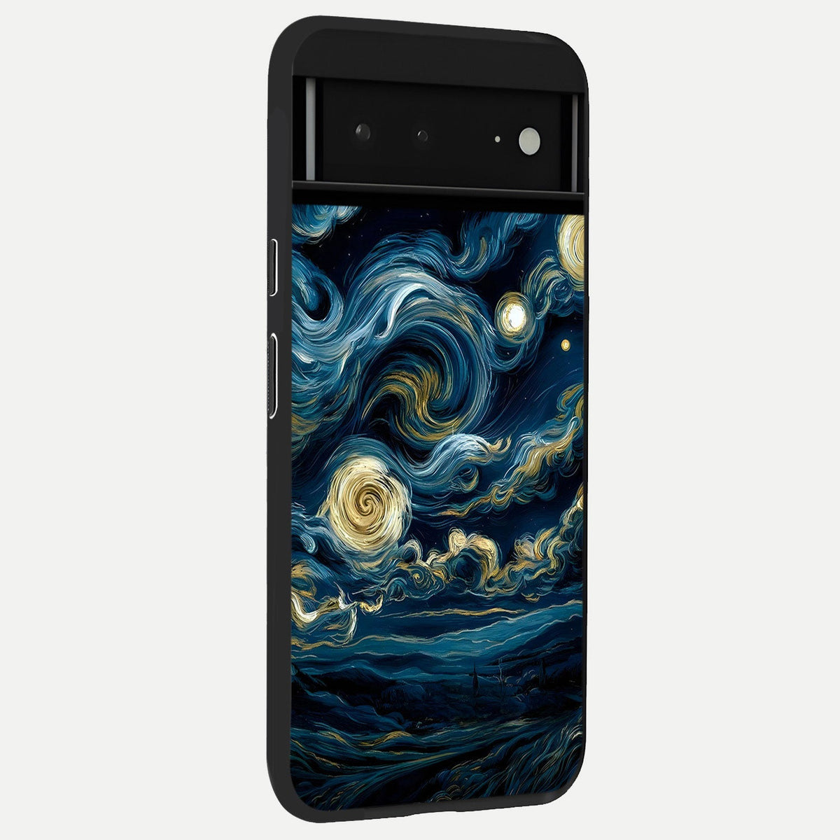  Midnight Tulip Glow back cover For Google Pixel 6A slim fit glass case with vibrant aesthetic design