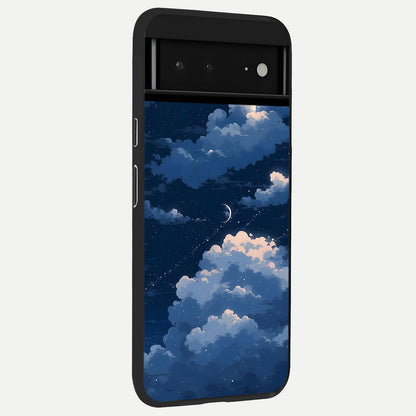  Moonlight Harbor Glow back cover For Google Pixel 6A slim fit glass case with vibrant aesthetic design
