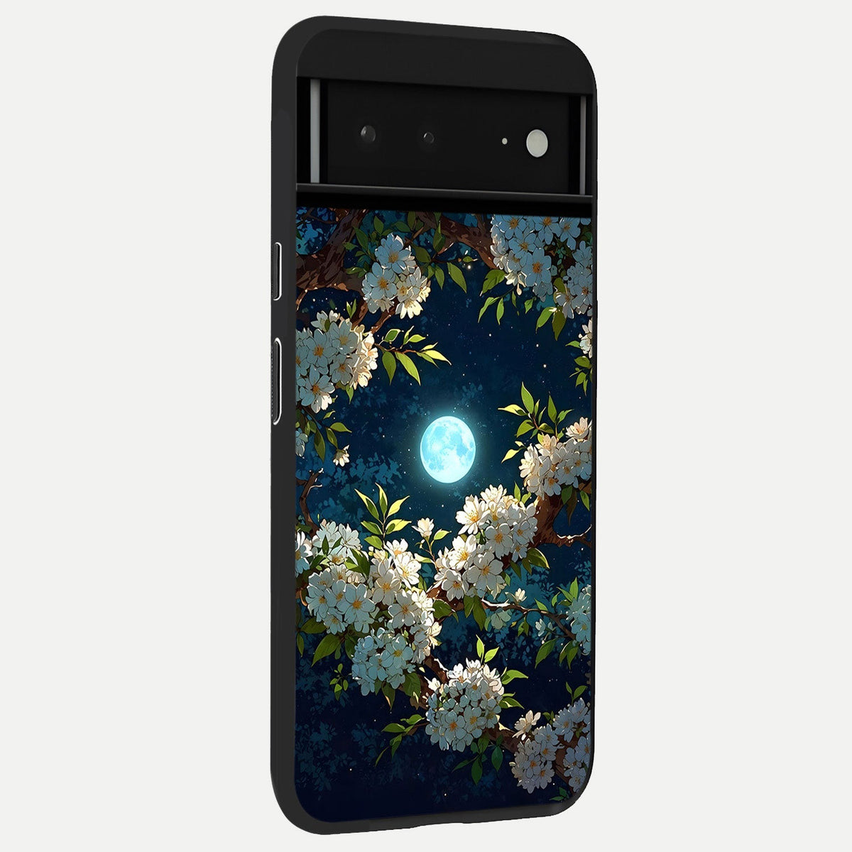  Moonlit Blossoms Night back cover For Google Pixel 6A slim fit glass case with vibrant aesthetic design