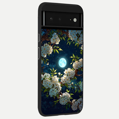 Moonlit Blossoms Night back cover For Google Pixel 6A slim fit glass case with vibrant aesthetic design