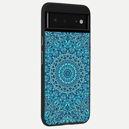  Ocean Hibiscus Grace back cover For Google Pixel 6A slim fit glass case with vibrant aesthetic design